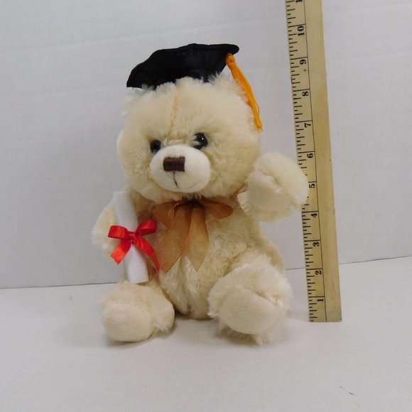 Mai-Toi Bear Graduate School Congratulations Plush 10" Cream Color Bow Diploma - Picture 2 of 7